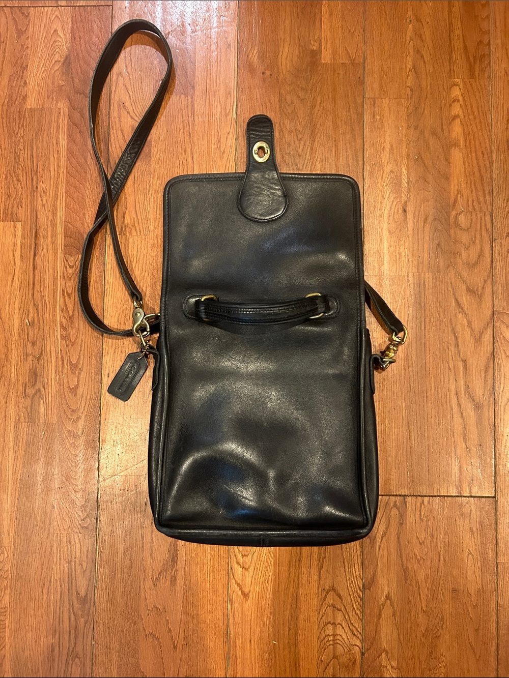 Vintage Coach Station Bag Black Leather Crossbody Messenger Bag - Picture 4 of 14
